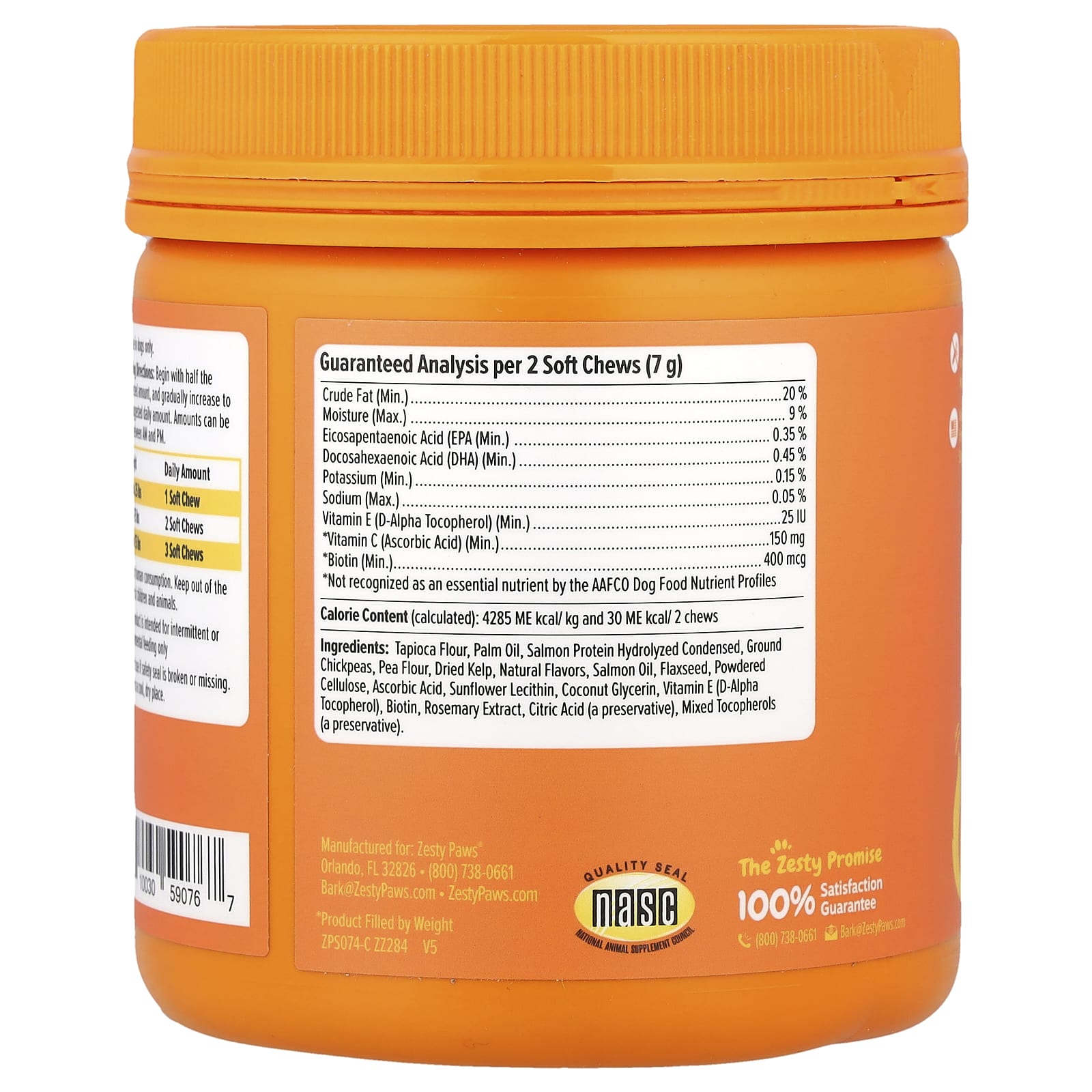 Zesty Paws, Skin & Coat Bites + Salmon Oil, For Dogs, All Ages, Bacon, 90 Soft Chews, 11.1 oz (315 g) - Image 2