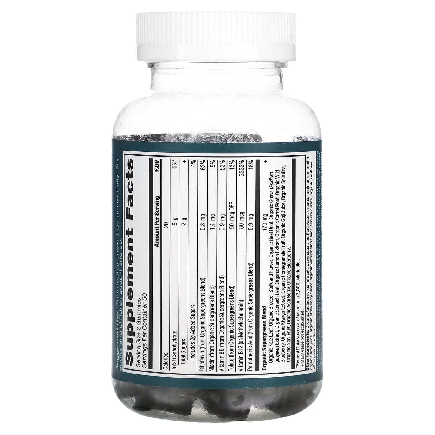Ancient Nutrition Organic Super Greens Gummies - Strawberry Watermelon - Image 2