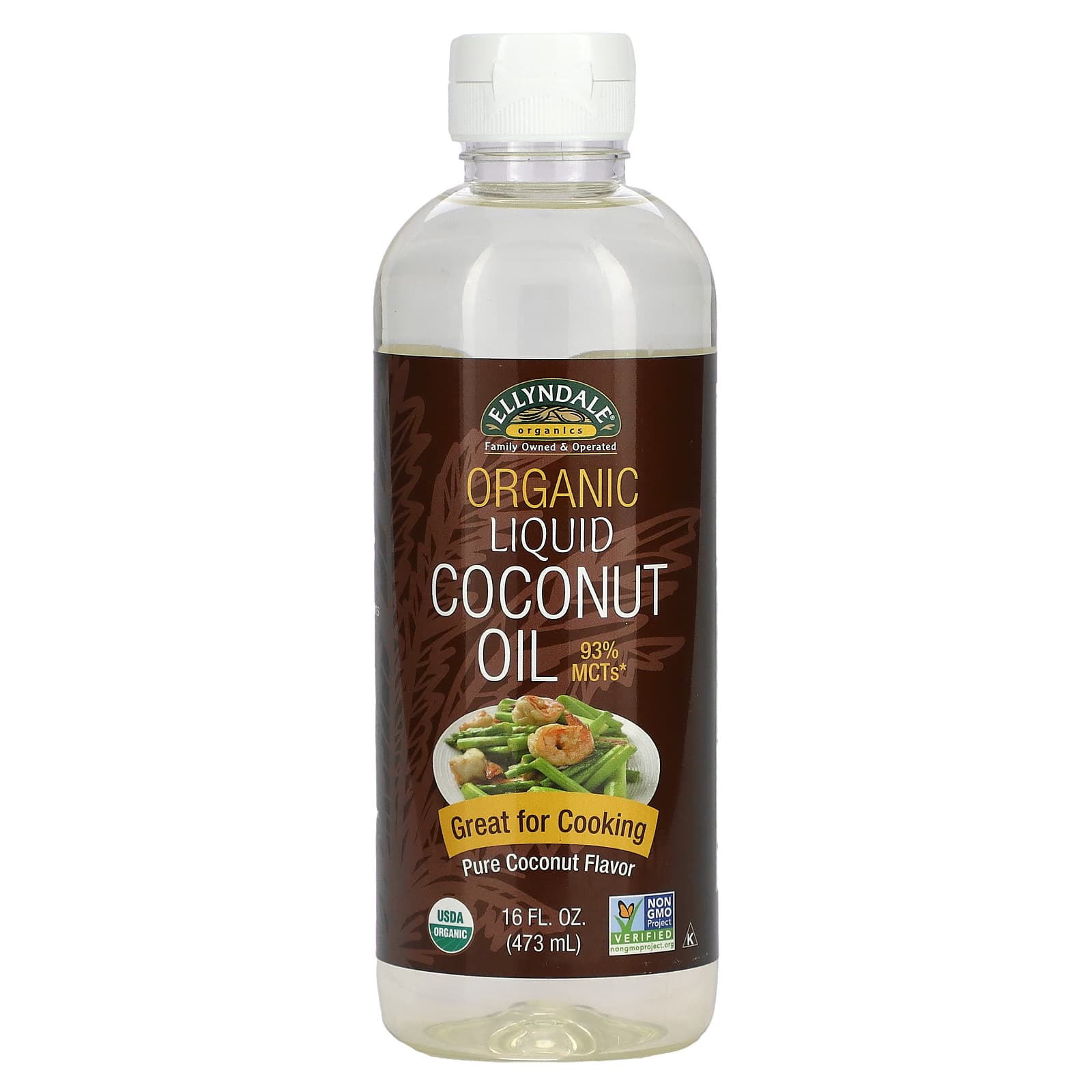 NOW Foods, Ellyndale Organics, Organic Liquid Coconut Oil, Pure Coconut, 16 fl oz (473 ml) - Image 1