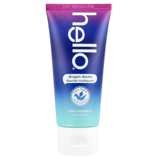 Hello Kids Fluoride Toothpaste, Natural & Vegan, Ages 2+, Blue Raspberry, 4.2 oz - Image 1