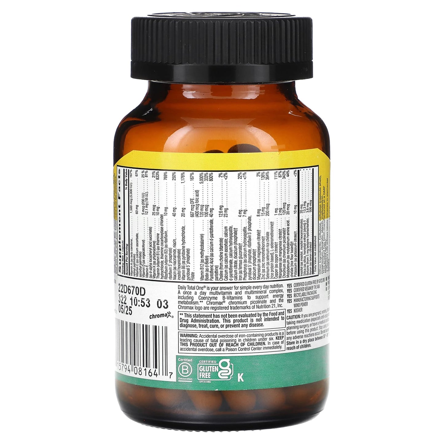 Country Life Daily Total One Vegan Multivitamin Supplements 60 Capsules - Image 2