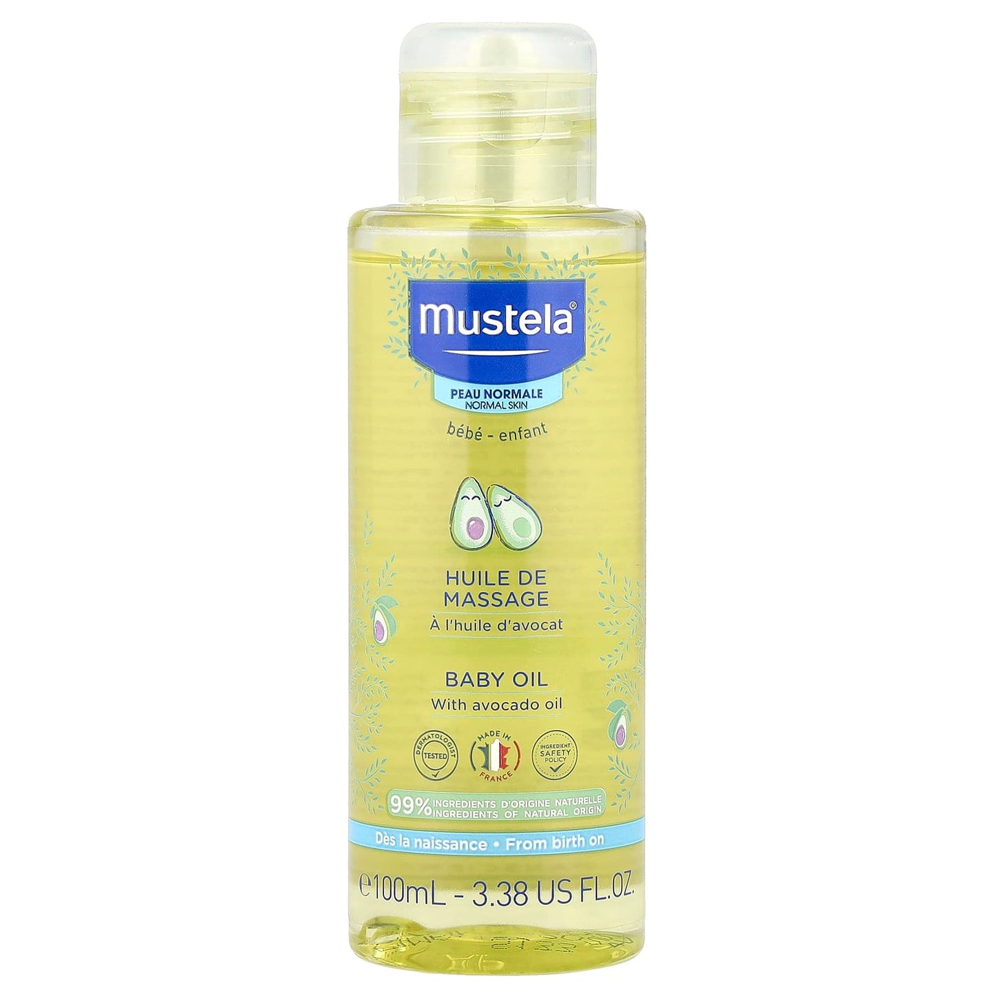 Mustela, Baby Oil with Avocado Oil, 3.38 fl oz (100 ml) - Image 1