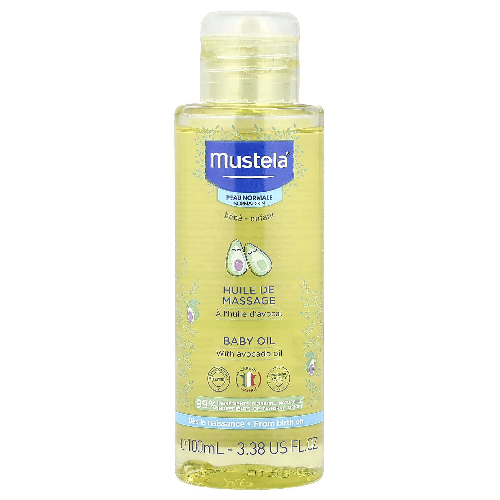 Mustela, Baby Oil with Avocado Oil, 3.38 fl oz (100 ml) - Image 1
