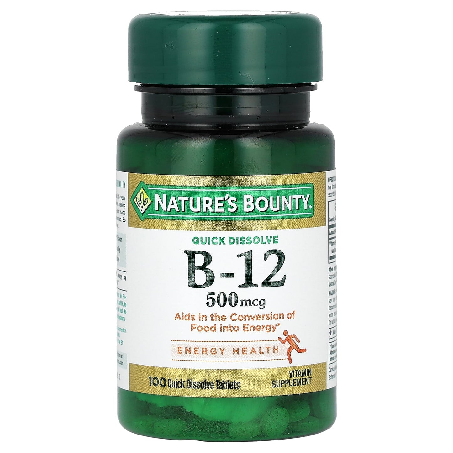 Nature's Bounty, Vitamin B-12, Natural Cherry, 500 mcg, 100 Quick Dissolve Tablets - Image 1