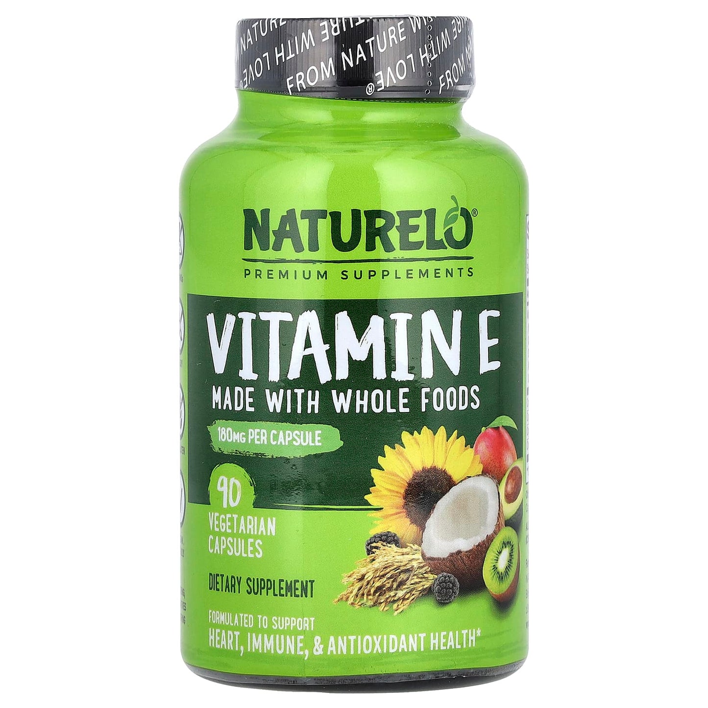 NATURELO, Vitamin E, 180 mg, 90 Vegetarian Capsules - Image 1