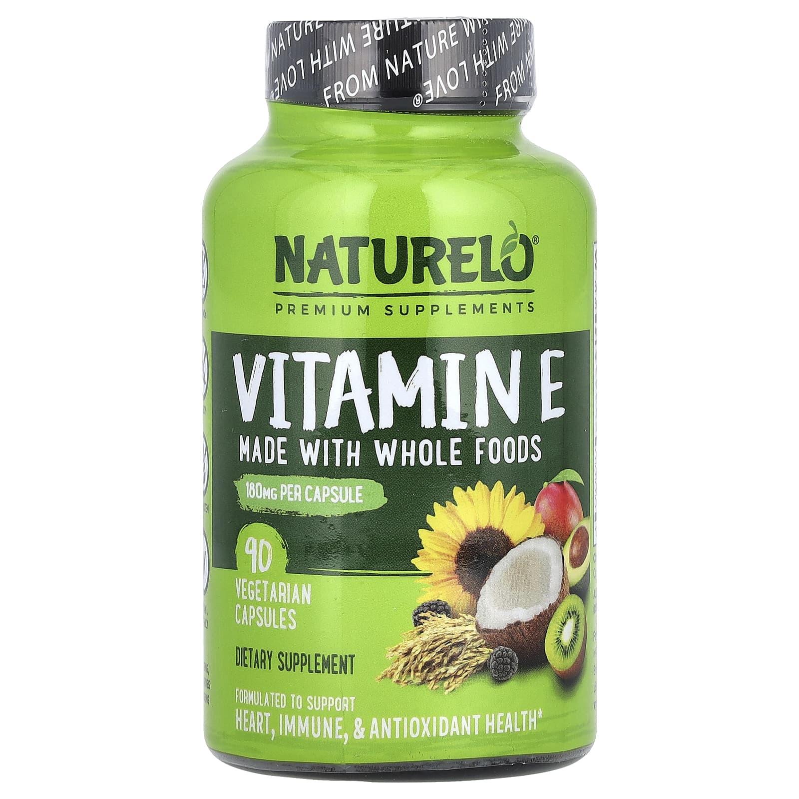 NATURELO, Vitamin E, 180 mg, 90 Vegetarian Capsules - Image 1