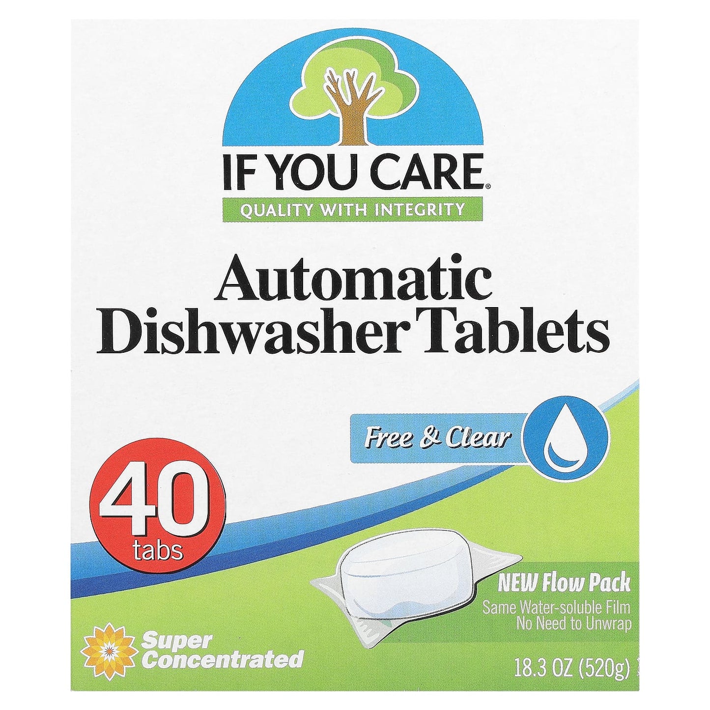 If You Care Free & Clear Automatic Dishwasher Tablets, 40 Tabs, 18.3 oz - Image 1
