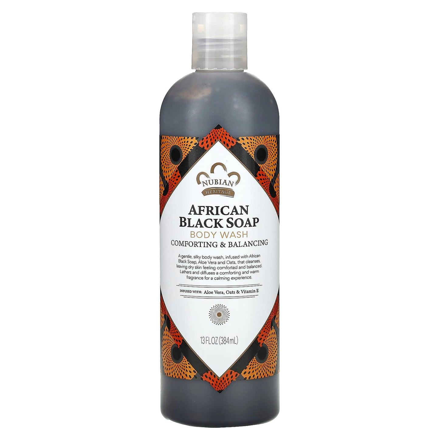 Nubian Heritage, African Black Soap, Body Wash, 13 fl oz (384 ml) - Image 1