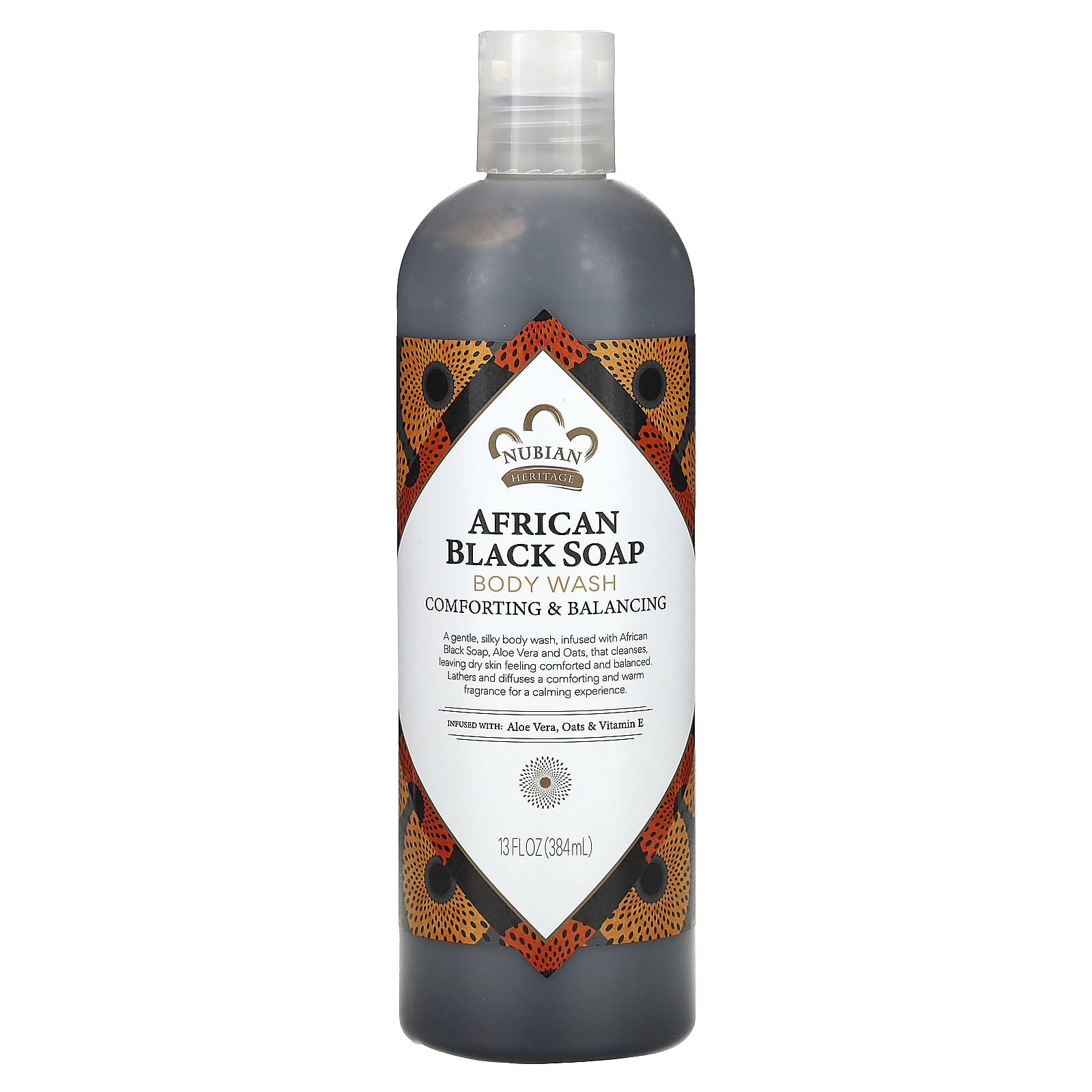 Nubian Heritage, African Black Soap, Body Wash, 13 fl oz (384 ml) - Image 1