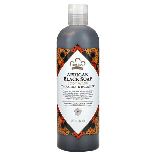 Nubian Heritage, African Black Soap, Body Wash, 13 fl oz (384 ml) - Image 1