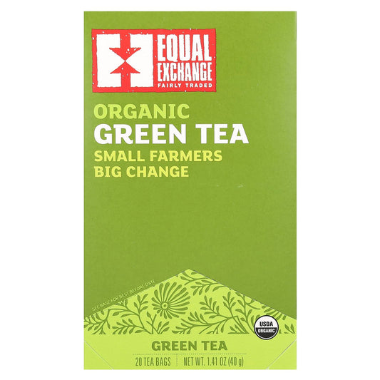 Organic Fair Trade Green Tea, 20 Tea Bags, Equal Exchange - Image 1
