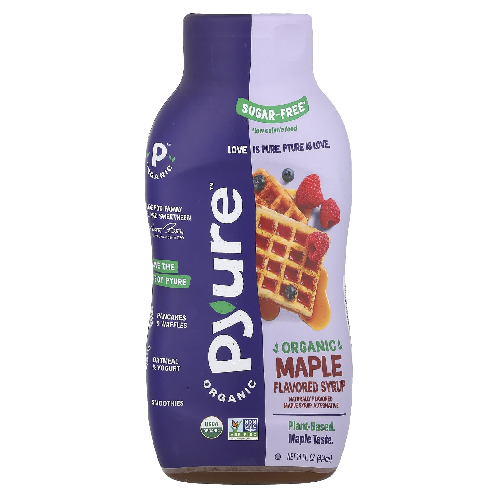 Pyure, Organic Maple Flavored Syrup, Sugar-Free, 14 fl oz (414 ml) - Image 1