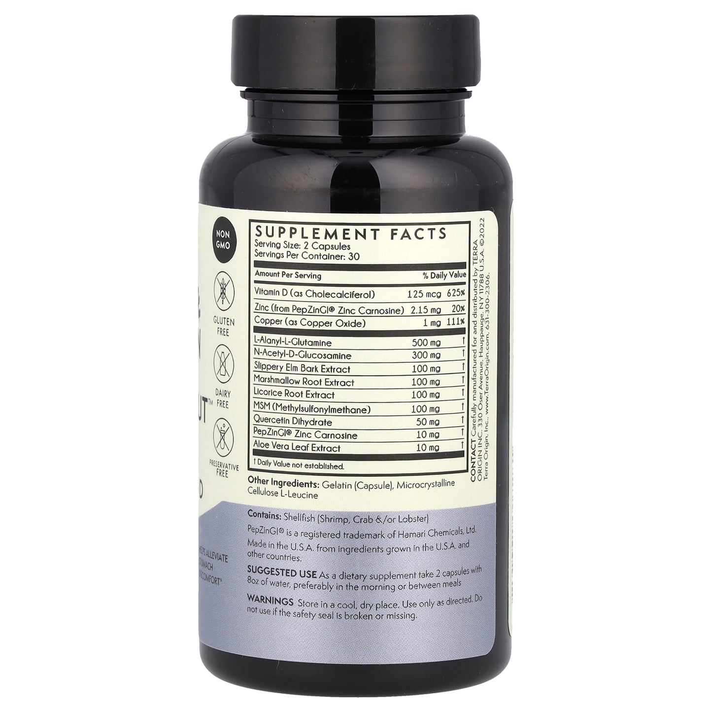 Terra Origin, Healthy Gut Capsules with Vitamin D, 60 Capsules - Image 2