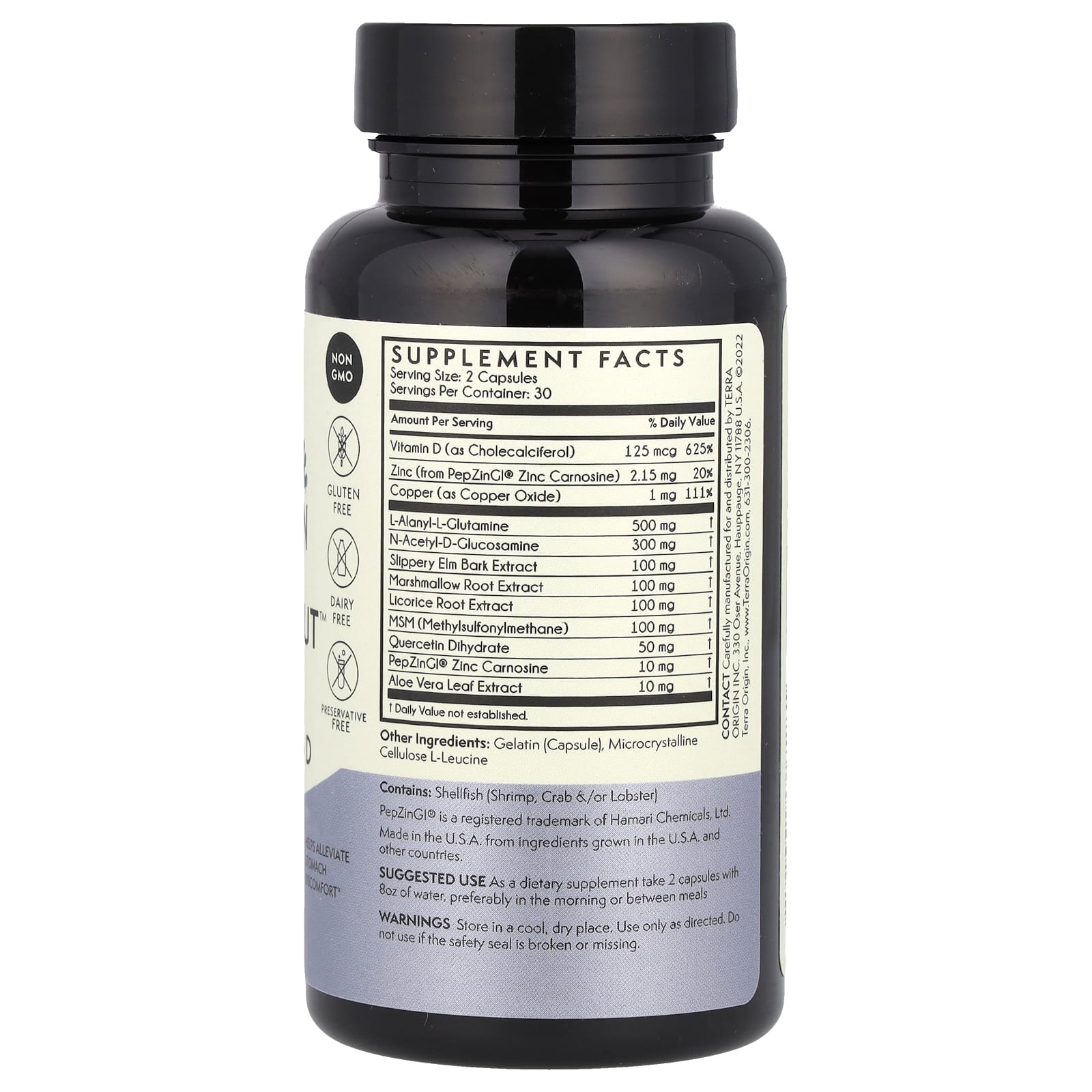 Terra Origin, Healthy Gut Capsules with Vitamin D, 60 Capsules - Image 2