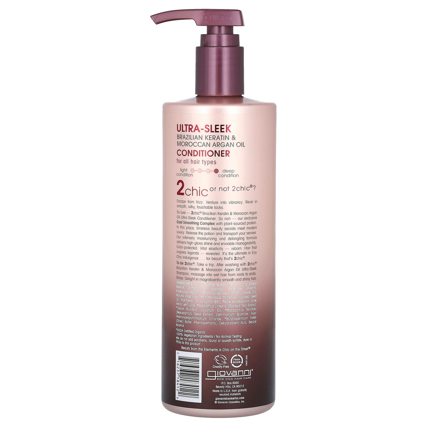 Giovanni Ultra Sleek Conditioner, Brazilian Keratin + Moroccan Argan Oil, 24 fl oz - Image 2