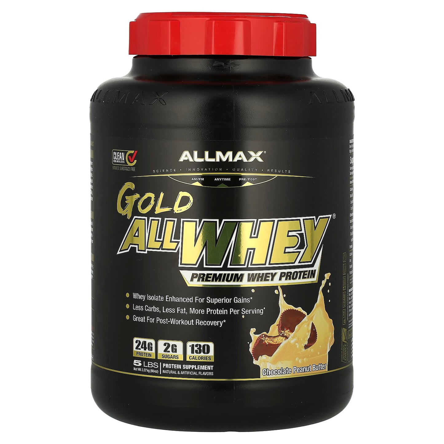 ALLMAX Gold AllWhey Premium Whey Protein Chocolate Peanut Butter 5 lbs - Image 1