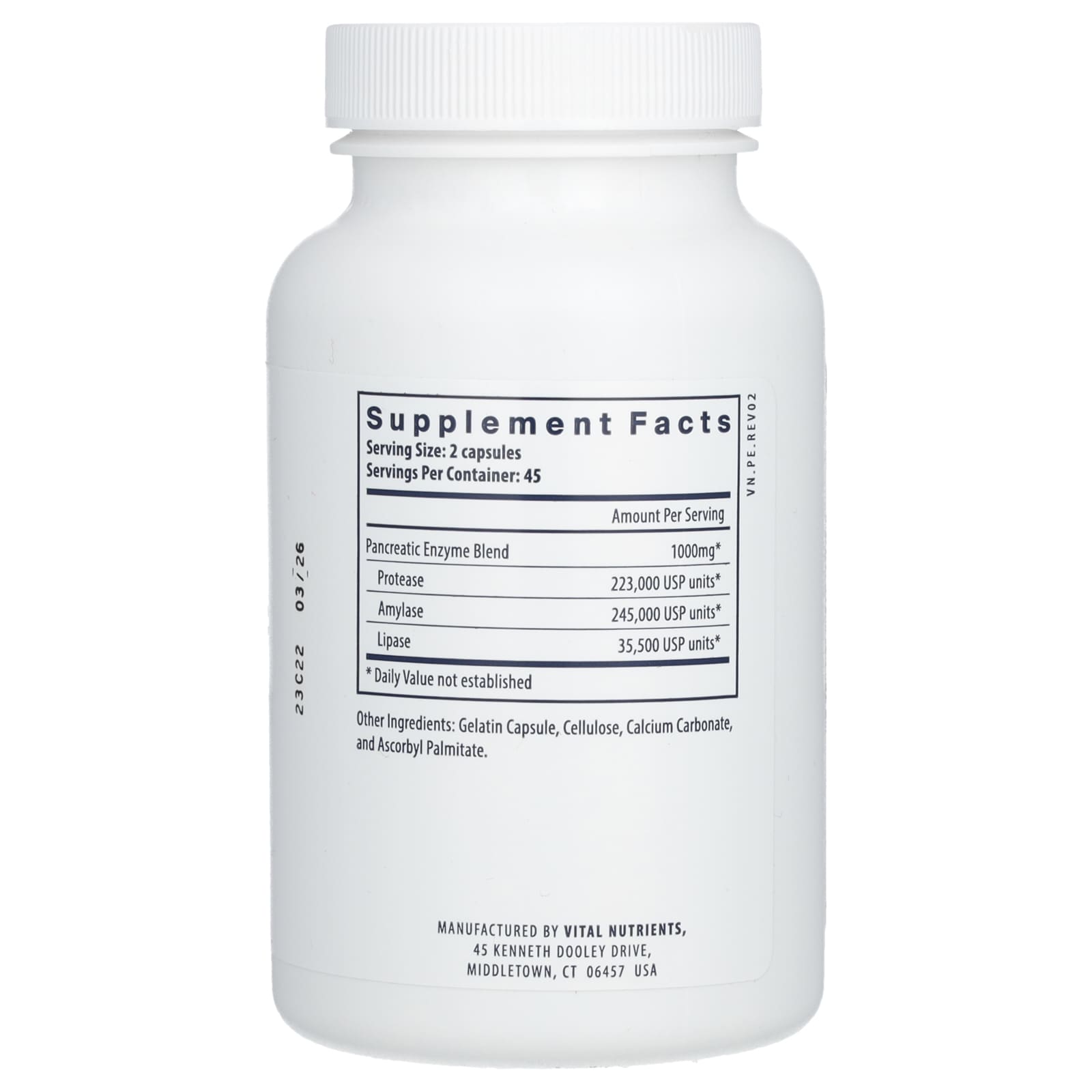 Vital Nutrients, Pancreatic Enzymes, 90 Capsules - Image 2