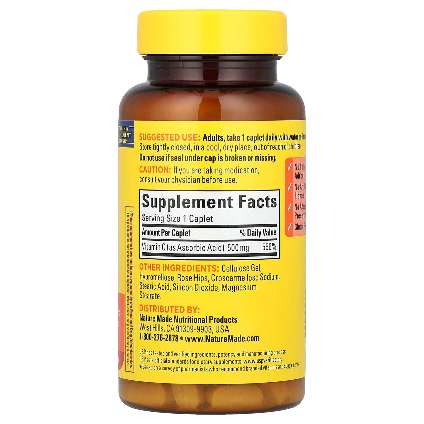 Nature Made, Vitamin C with Rose Hips, 500 mg, 130 Caplets - Image 2