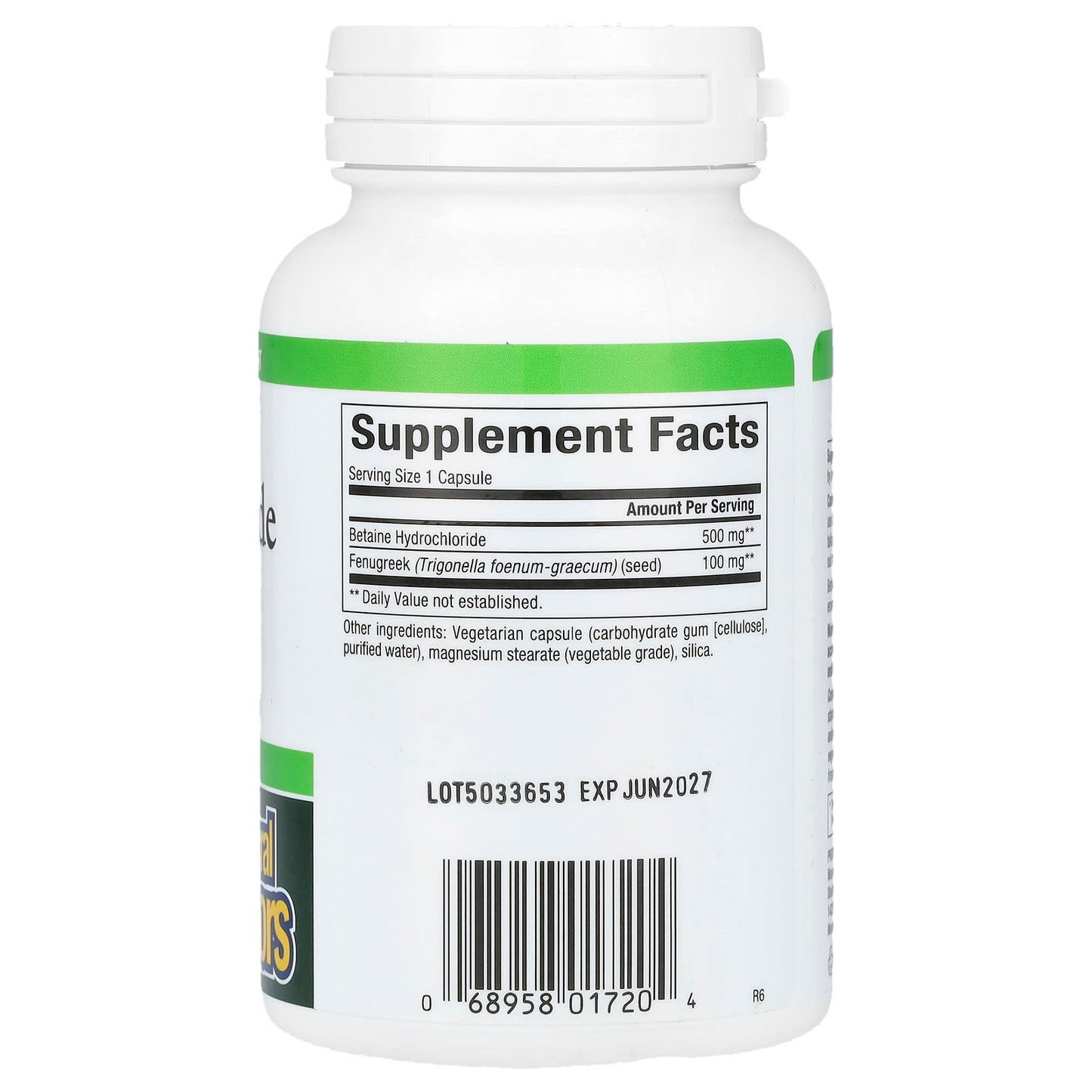 Natural Factors, Betaine Hydrochloride with Fenugreek, 500 mg, 90 Vegetarian Capsules - Image 2