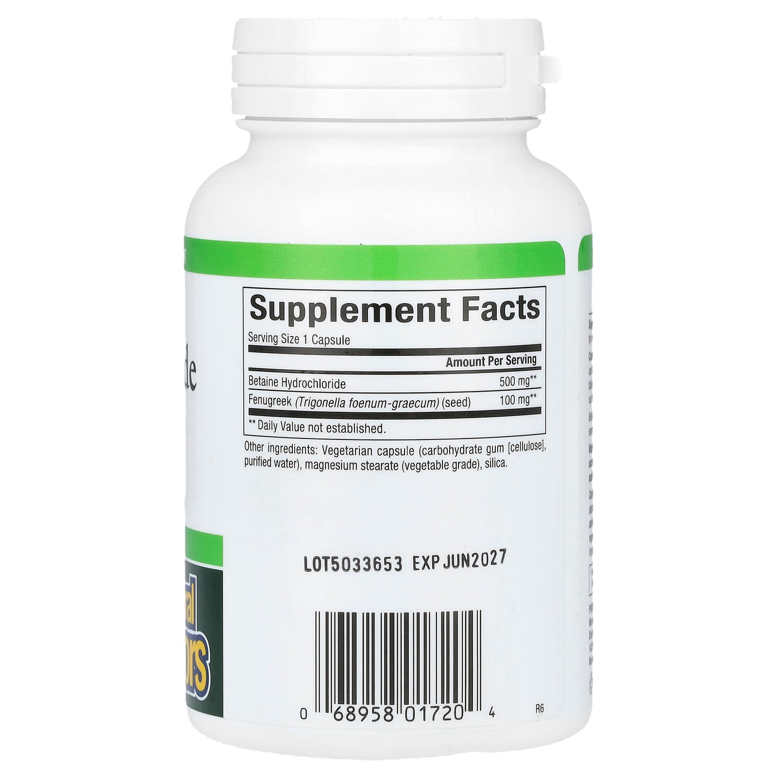 Natural Factors, Betaine Hydrochloride with Fenugreek, 500 mg, 90 Vegetarian Capsules - Image 2