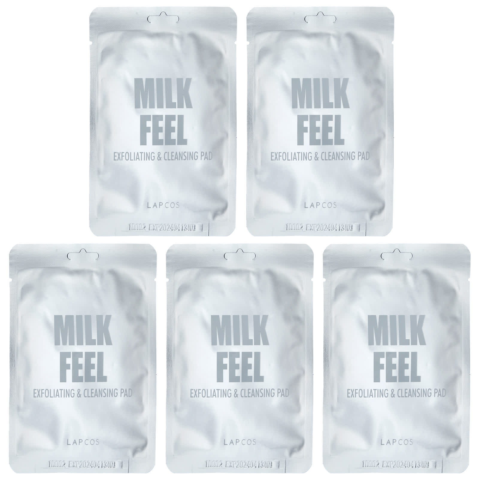 Lapcos, Milk Feel, Exfoliating & Cleansing Pad, 5 Pads, 0.24 oz (7 g) Each - Image 1