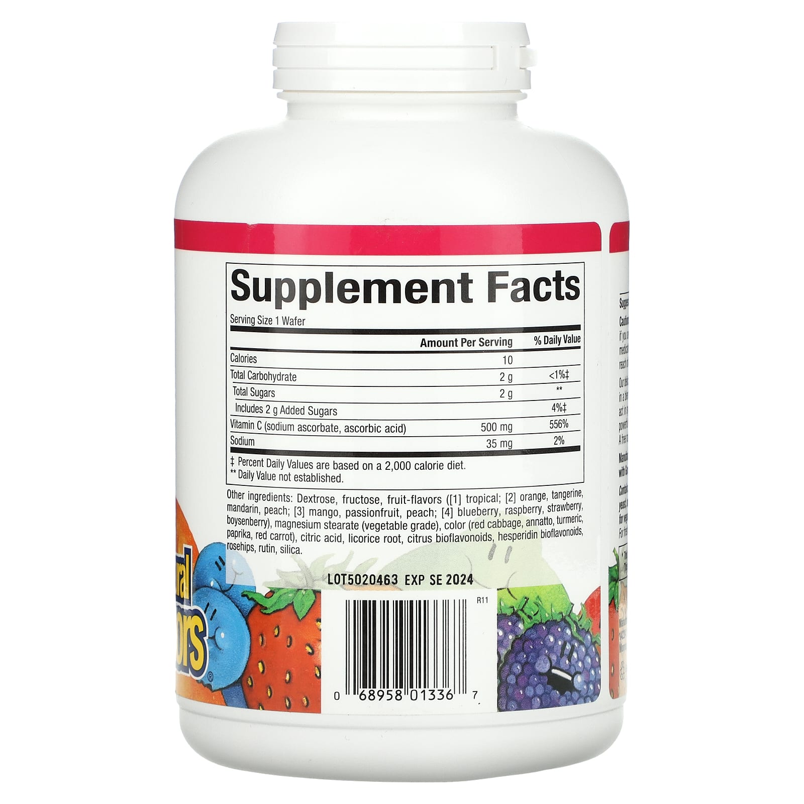 Natural Factors, Fruit-Flavor Chew Vitamin C, Four Mixed Fruit Flavors, 500 mg, 180 Chewable Wafers - Image 2