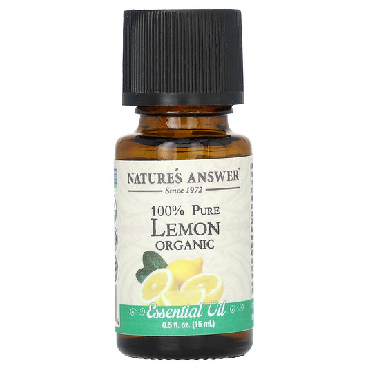 Nature's Answer, 100% Pure Organic Essential Oil, Lemon, 0.5 fl oz (15 ml) - Image 1