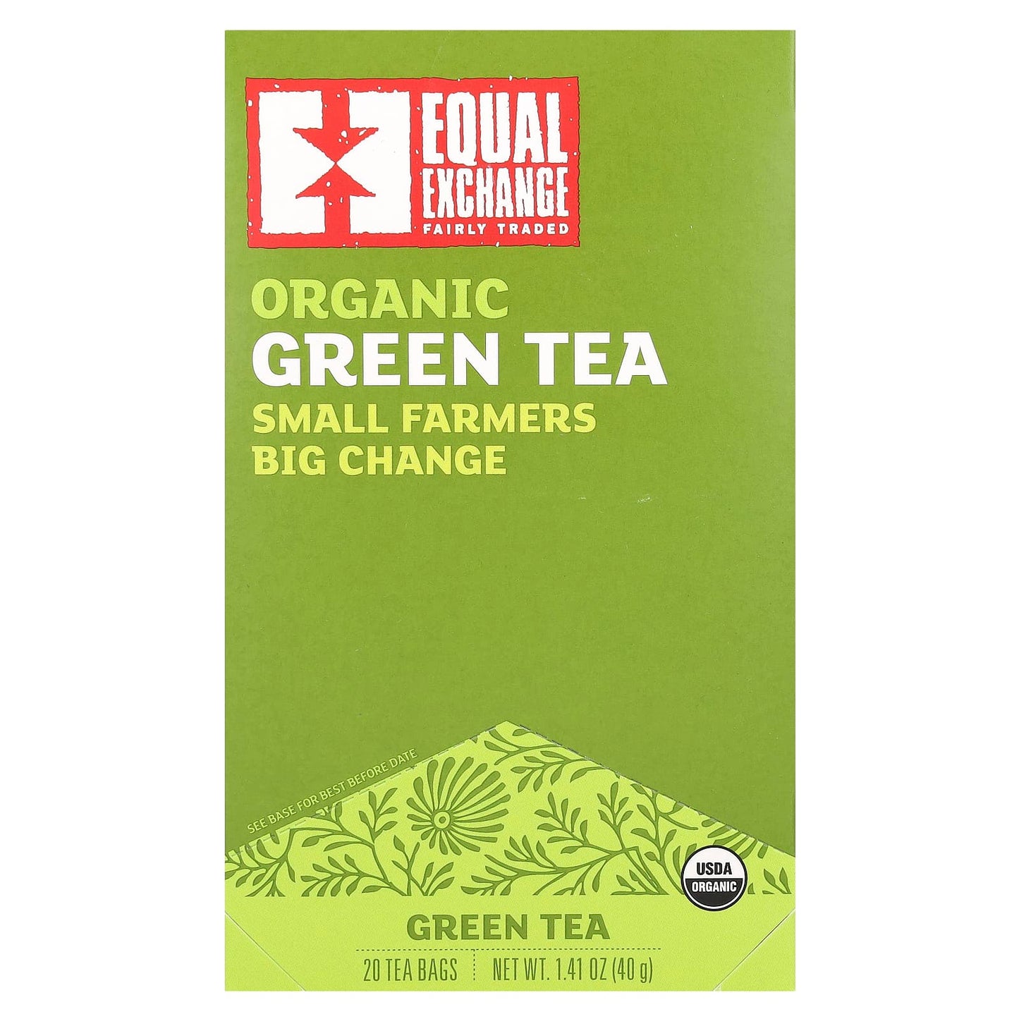 Organic Fair Trade Green Tea, 20 Tea Bags, Equal Exchange - Image 1