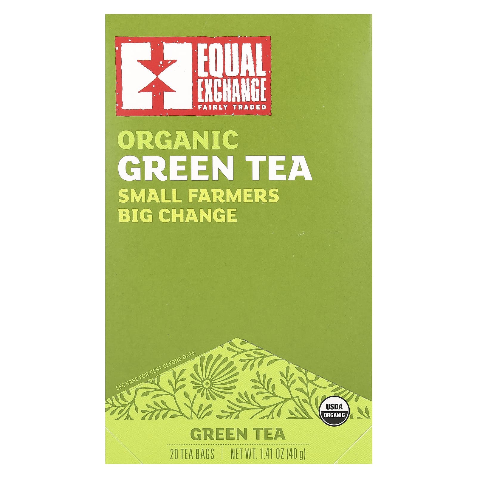 Organic Fair Trade Green Tea, 20 Tea Bags, Equal Exchange - Image 1