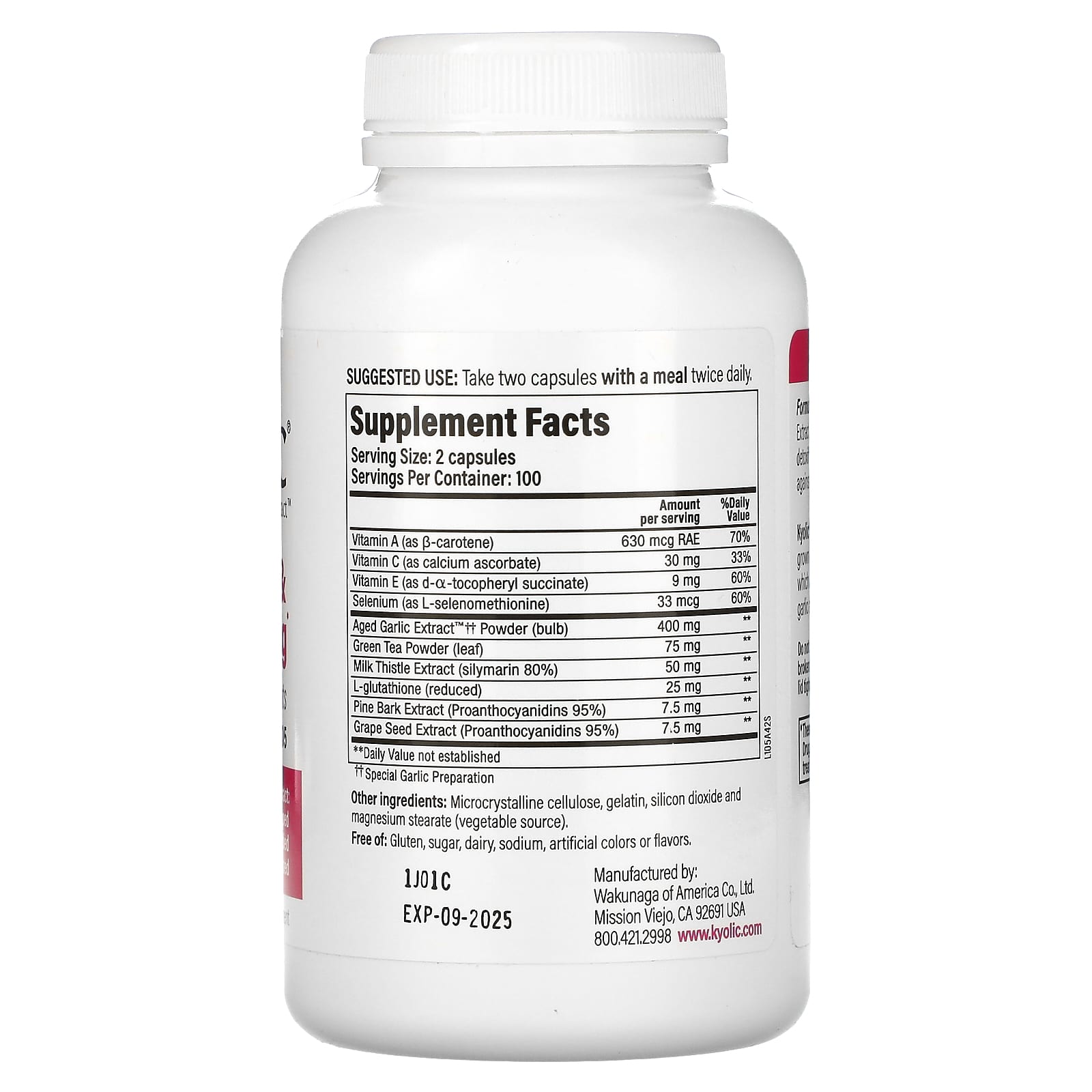 Kyolic, Aged Garlic Extract, Detox & Anti-Aging, Formula 105, 200 Capsules