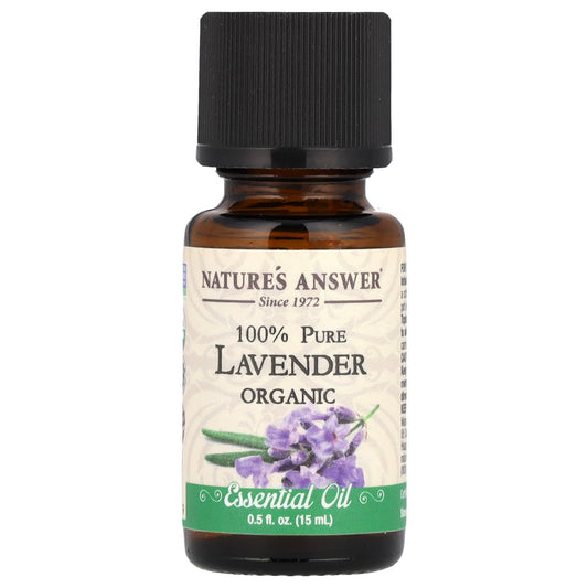 Nature's Answer, 100% Pure Organic Essential Oil, Lavender, 0.5 fl oz (15 ml) - Image 1