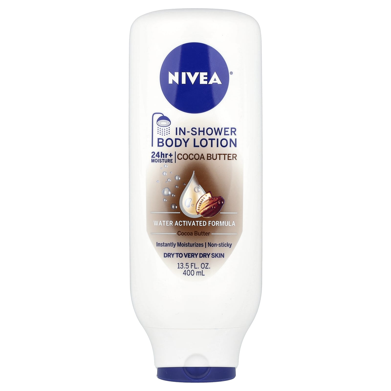 Nivea, In-Shower Body Lotion, Cocoa Butter, 13.5 fl oz (400 ml) - Image 1