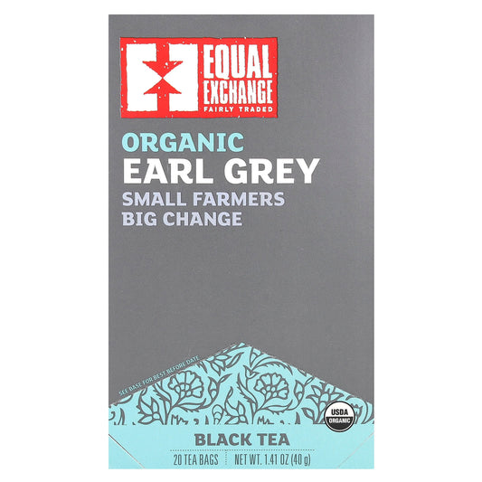 Organic Fair Trade Earl Grey Black Tea by Equal Exchange, 20 Tea Bags - Image 1