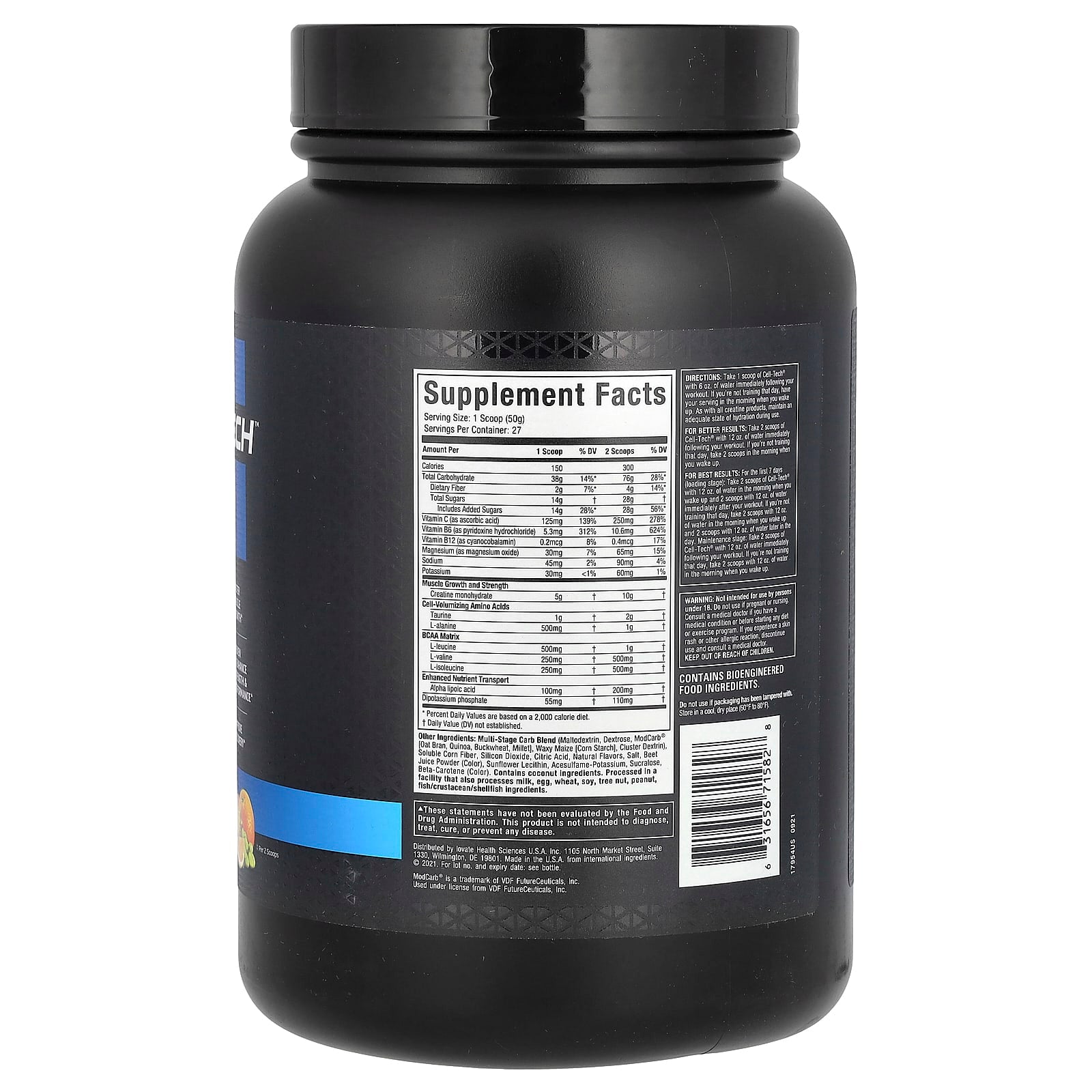 MuscleTech, Cell-Tech™ Creatine, Tropical Citrus Punch, 3 lbs (1.36 kg) - Image 2