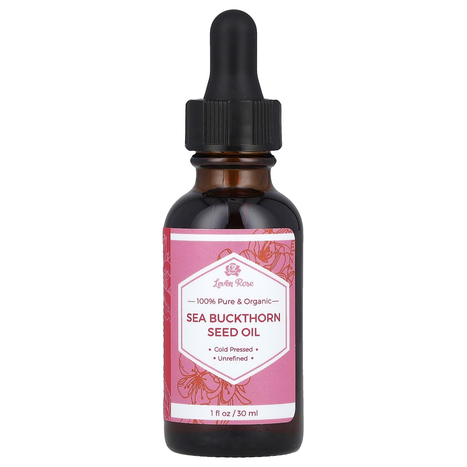 Leven Rose, 100% Pure & Organic, Sea Buckthorn Seed Oil, 1 fl oz (30 ml) - Image 1