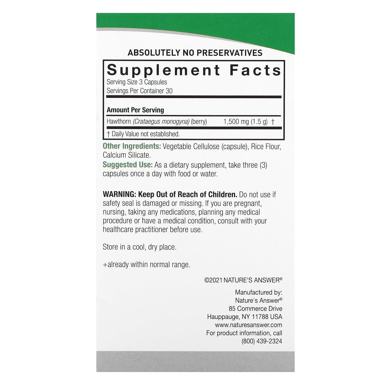 Nature's Answer, Hawthorn Berry, 90 Vegetarian Capsules (500 mg per Capsule) - Image 2