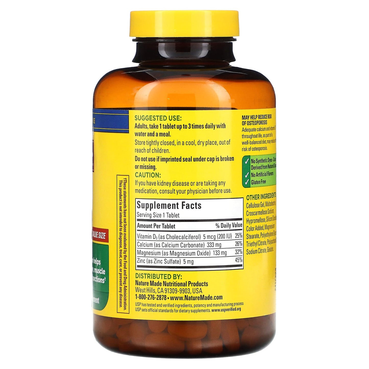 Nature Made, Calcium Magnesium Zinc with Vitamin D3, 300 Tablets - Image 2