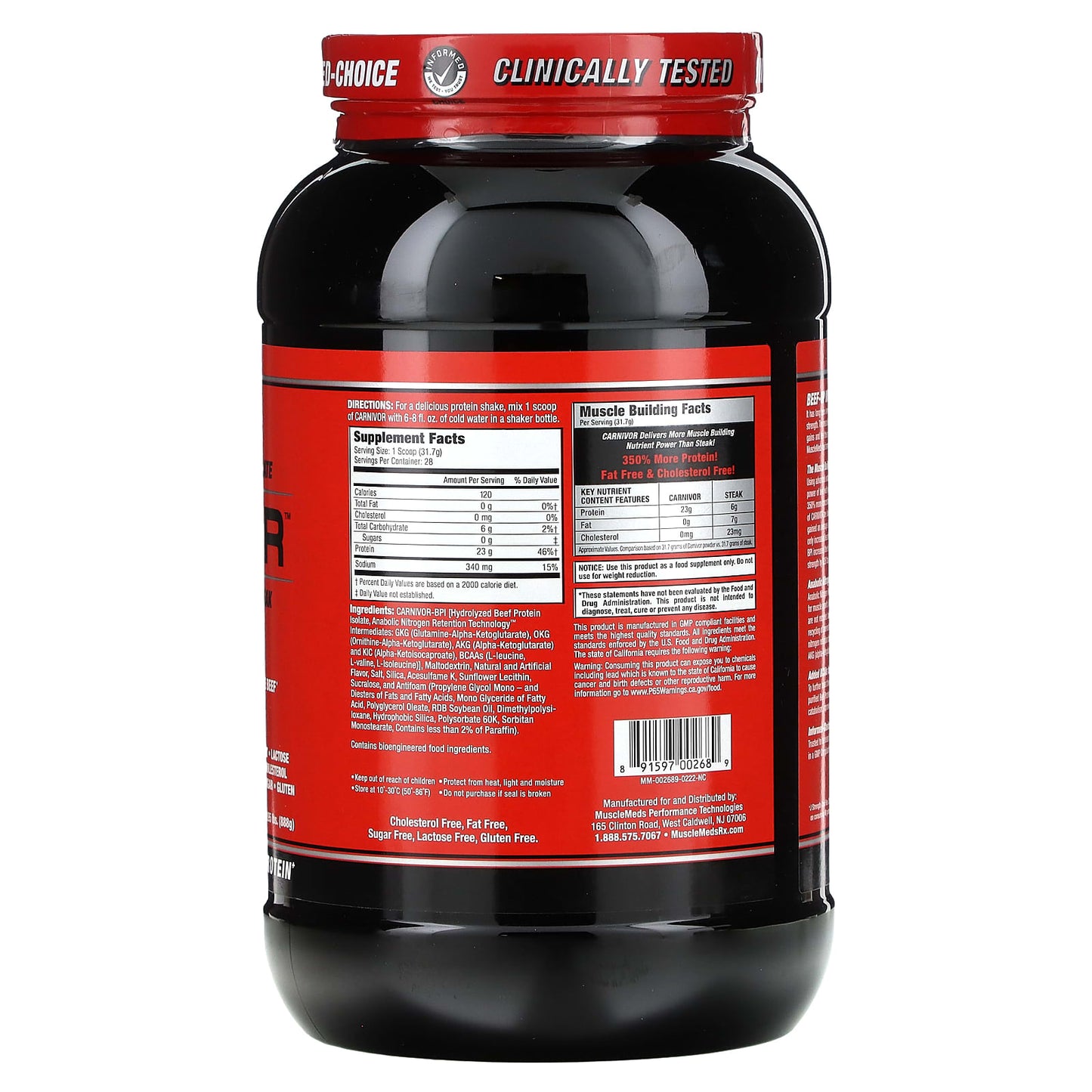 MuscleMeds, Carnivor, Bioengineered Beef Protein Isolate, Vanilla Caramel, 1.95 lbs (888 g) - Image 2