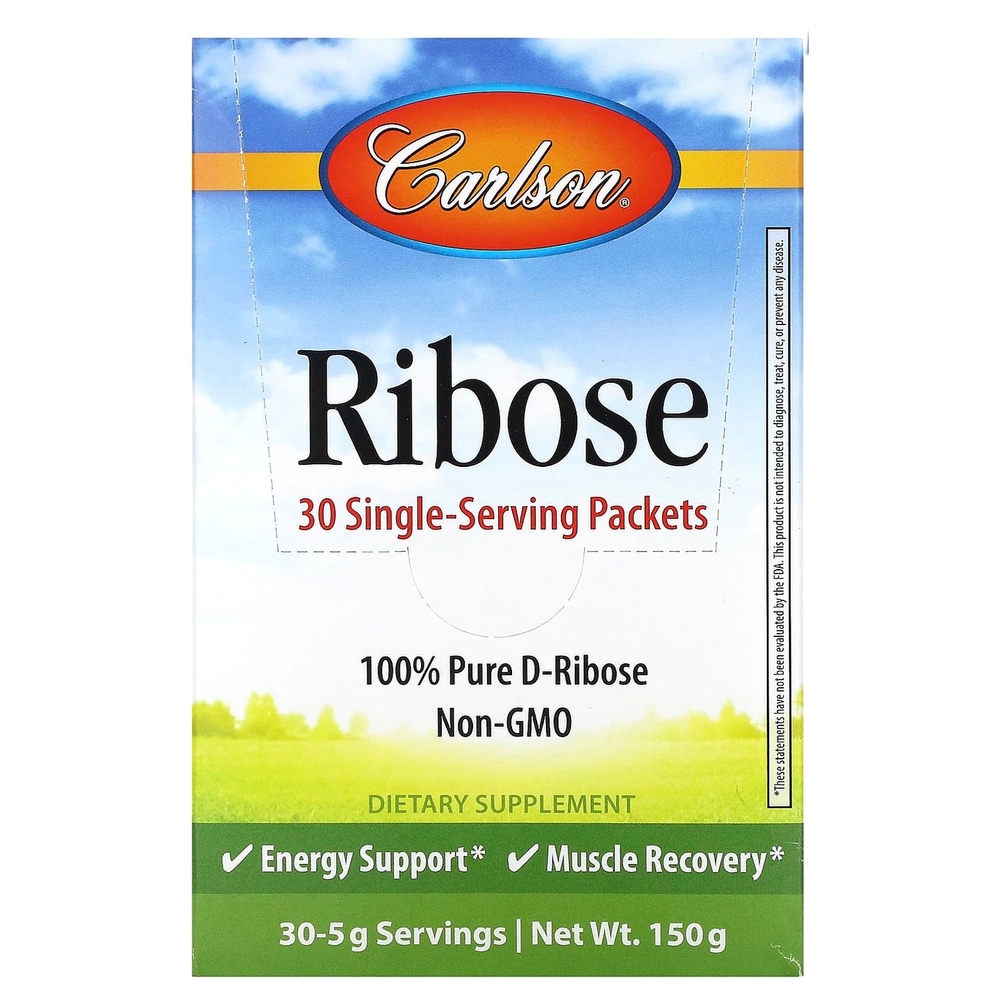 Carlson Pure D-Ribose for Energy & Muscle Recovery - 30 Single Serving Packets - Image 1