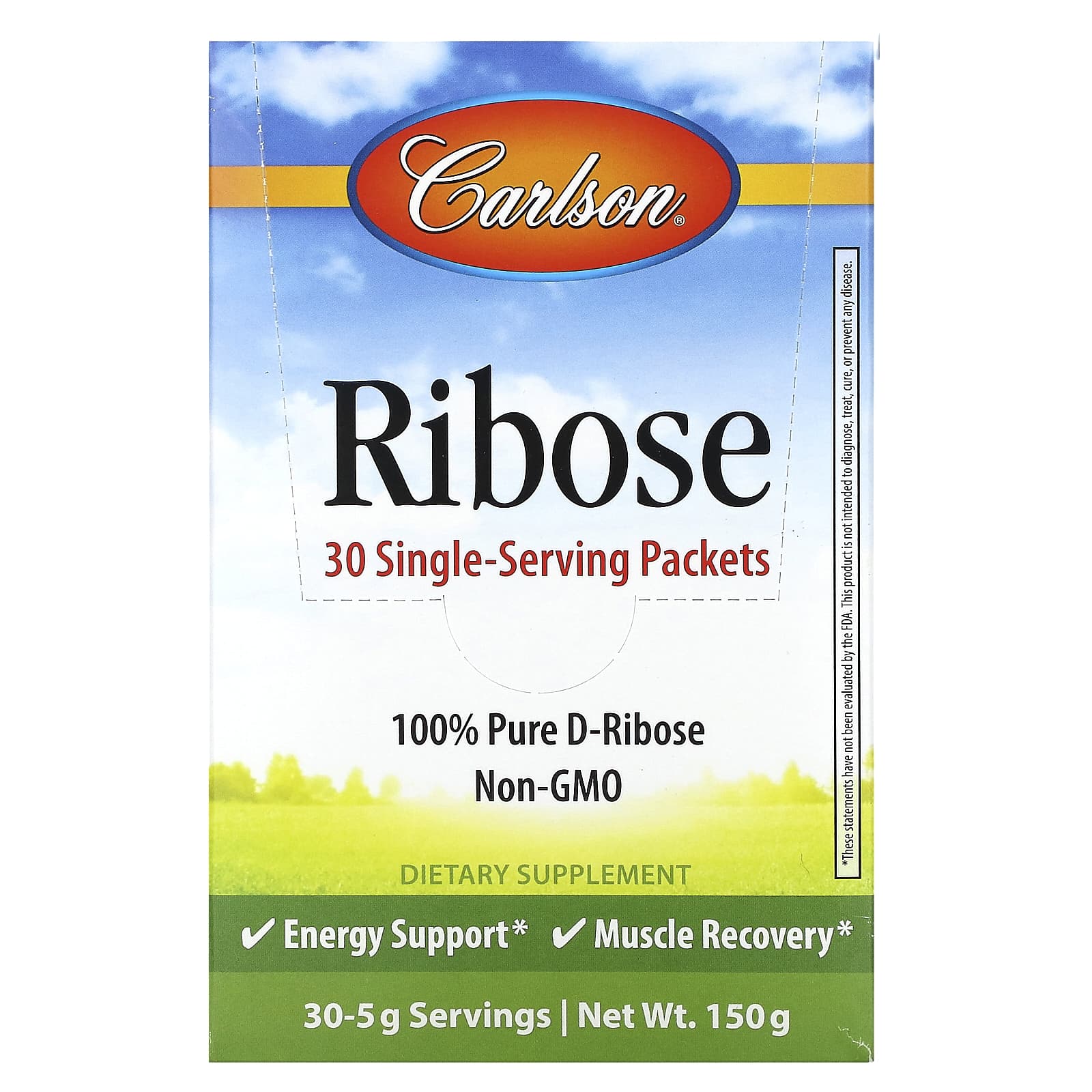 Carlson Pure D-Ribose for Energy & Muscle Recovery - 30 Single Serving Packets - Image 1