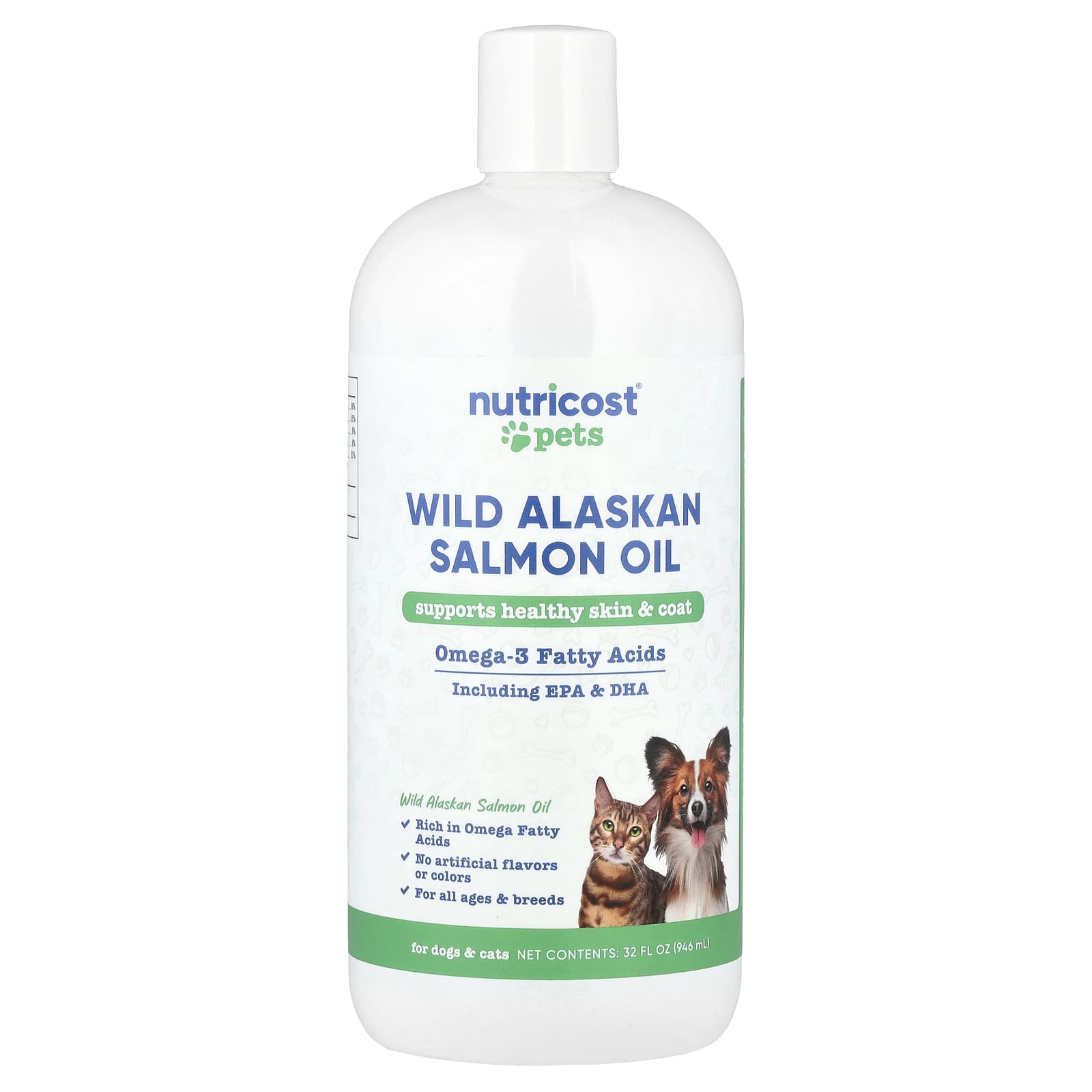 Nutricost, Pets, Wild Alaskan Salmon Oil, For Dogs & Cats, All Ages, 32 fl oz (946 ml) - Image 1
