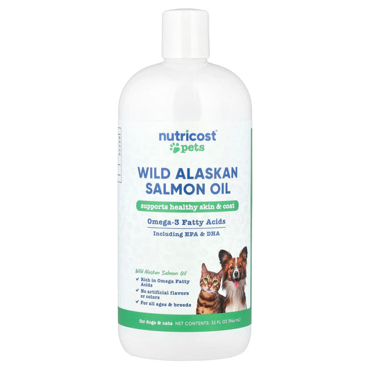 Nutricost, Pets, Wild Alaskan Salmon Oil, For Dogs & Cats, All Ages, 32 fl oz (946 ml) - Image 1
