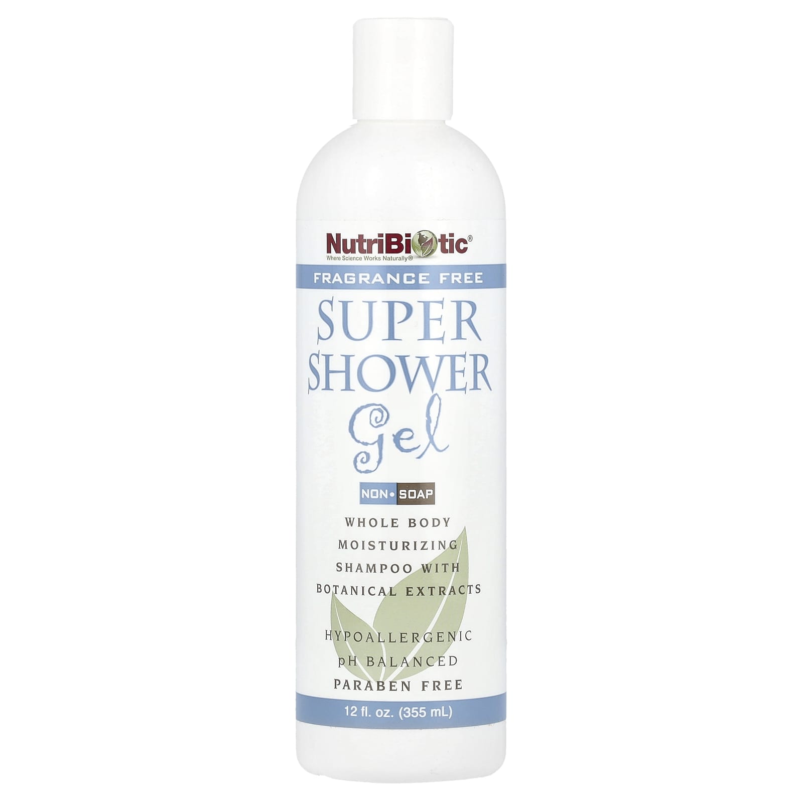 NutriBiotic, Super Shower Gel, Non-Soap, Fragrance Free, 12 fl oz (355 ml) - Image 1