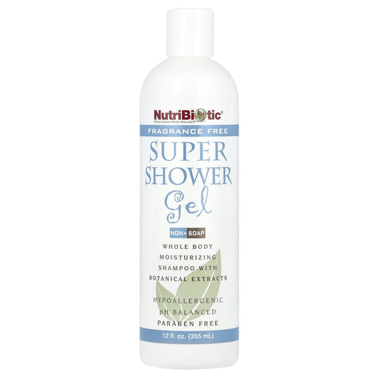 NutriBiotic, Super Shower Gel, Non-Soap, Fragrance Free, 12 fl oz (355 ml) - Image 1