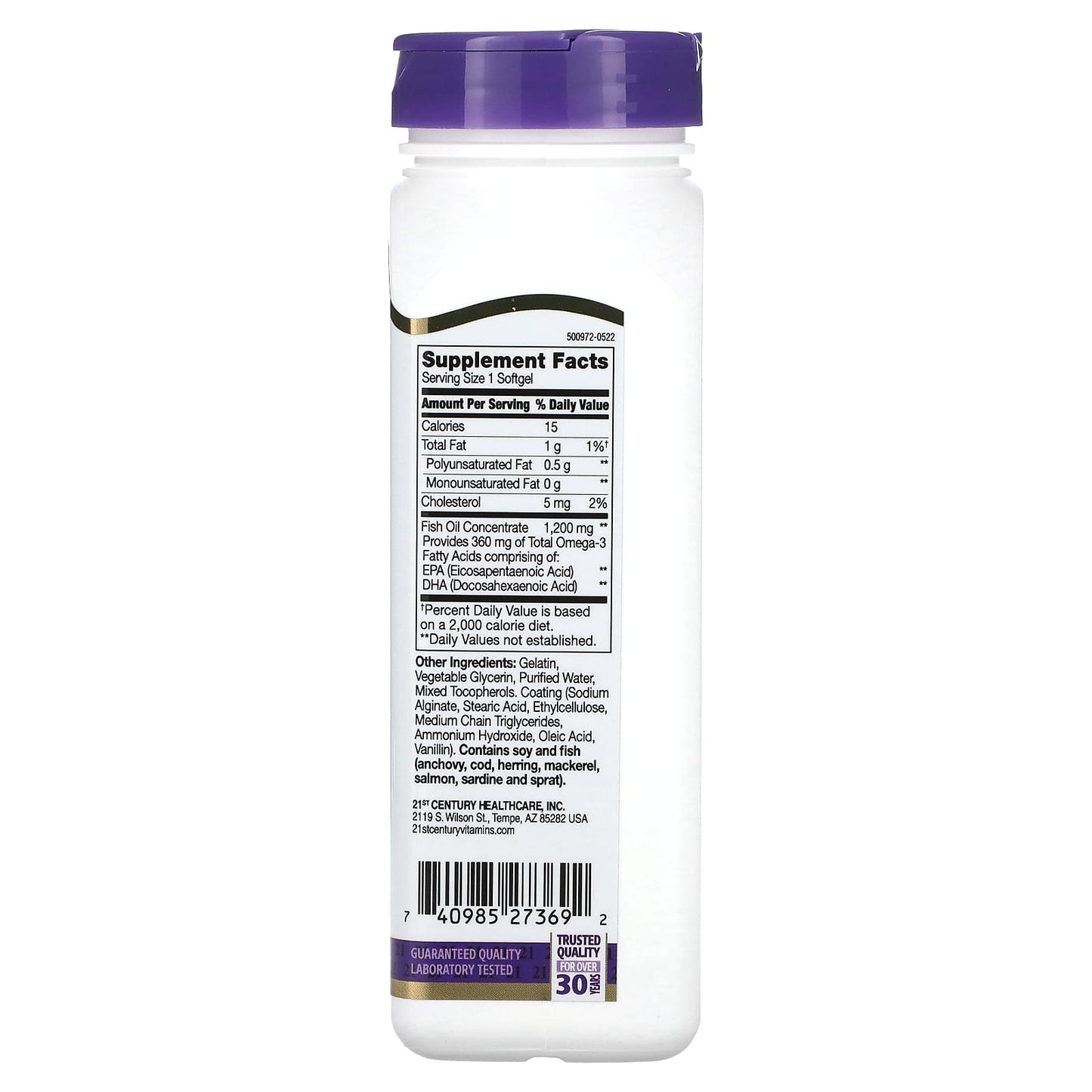 21st Century Omega-3 Fish Oil, 1200mg, 90 Enteric Coated Softgels - Image 2