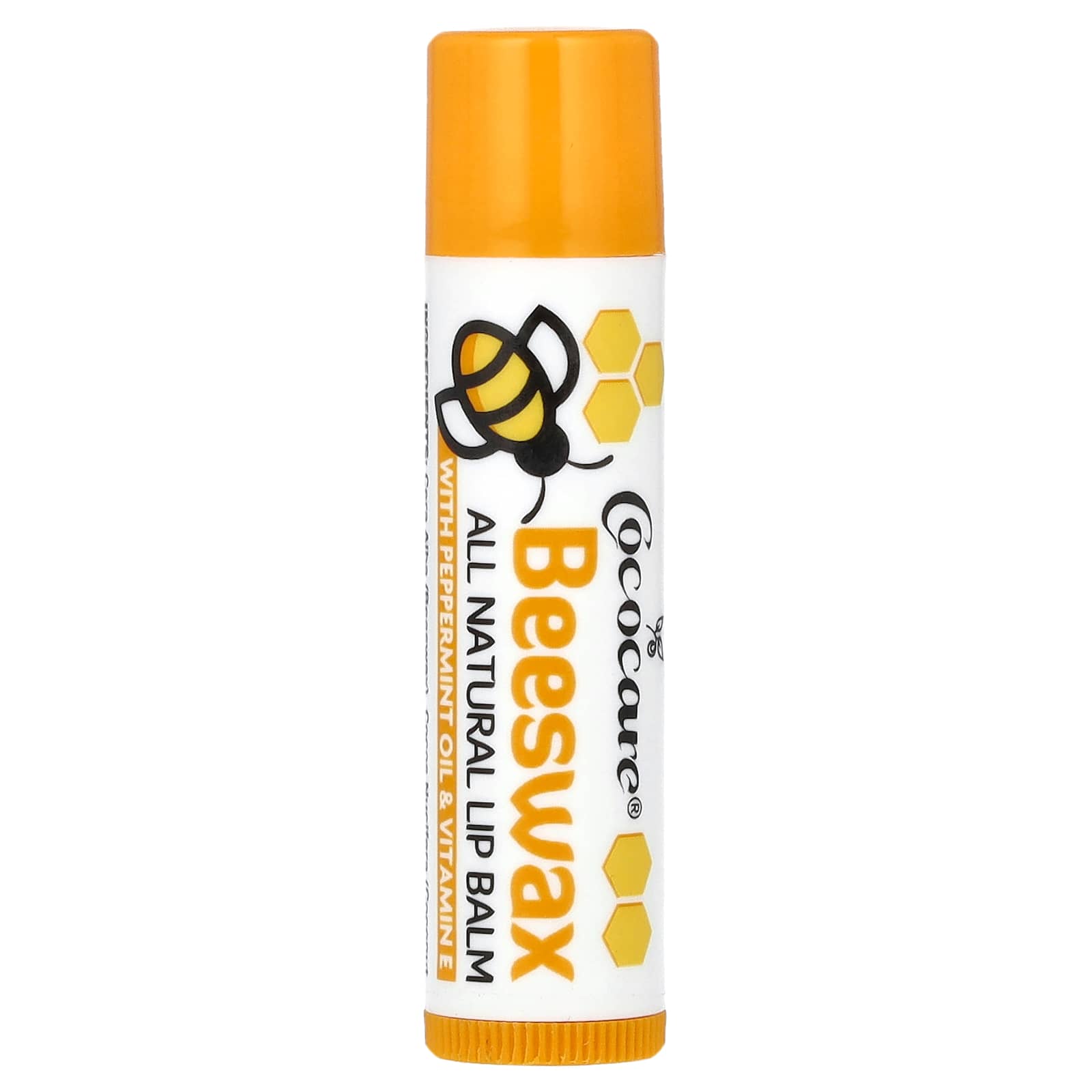 Cococare Natural Lip Balm with Beeswax & Peppermint Oil, 0.15 oz - Image 1