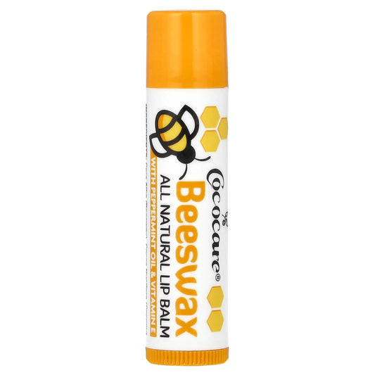 Cococare Natural Lip Balm with Beeswax & Peppermint Oil, 0.15 oz - Image 1