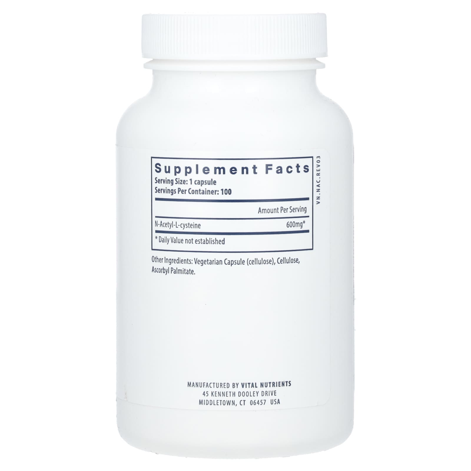 Vital Nutrients, NAC, 600 mg, 100 Vegan Capsules - Image 2