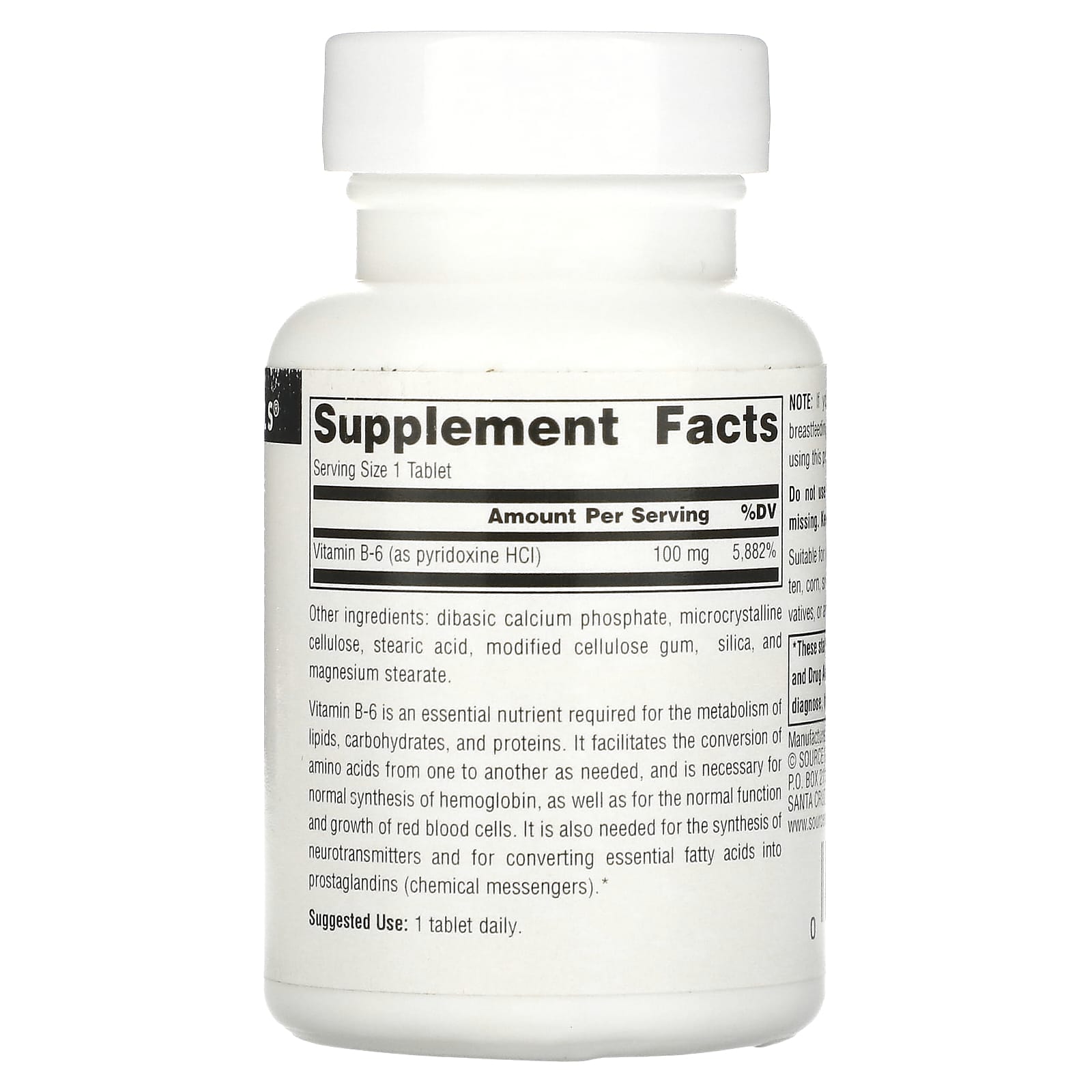 Source Naturals, B-6, 100 mg, 100 Tablets - Image 2