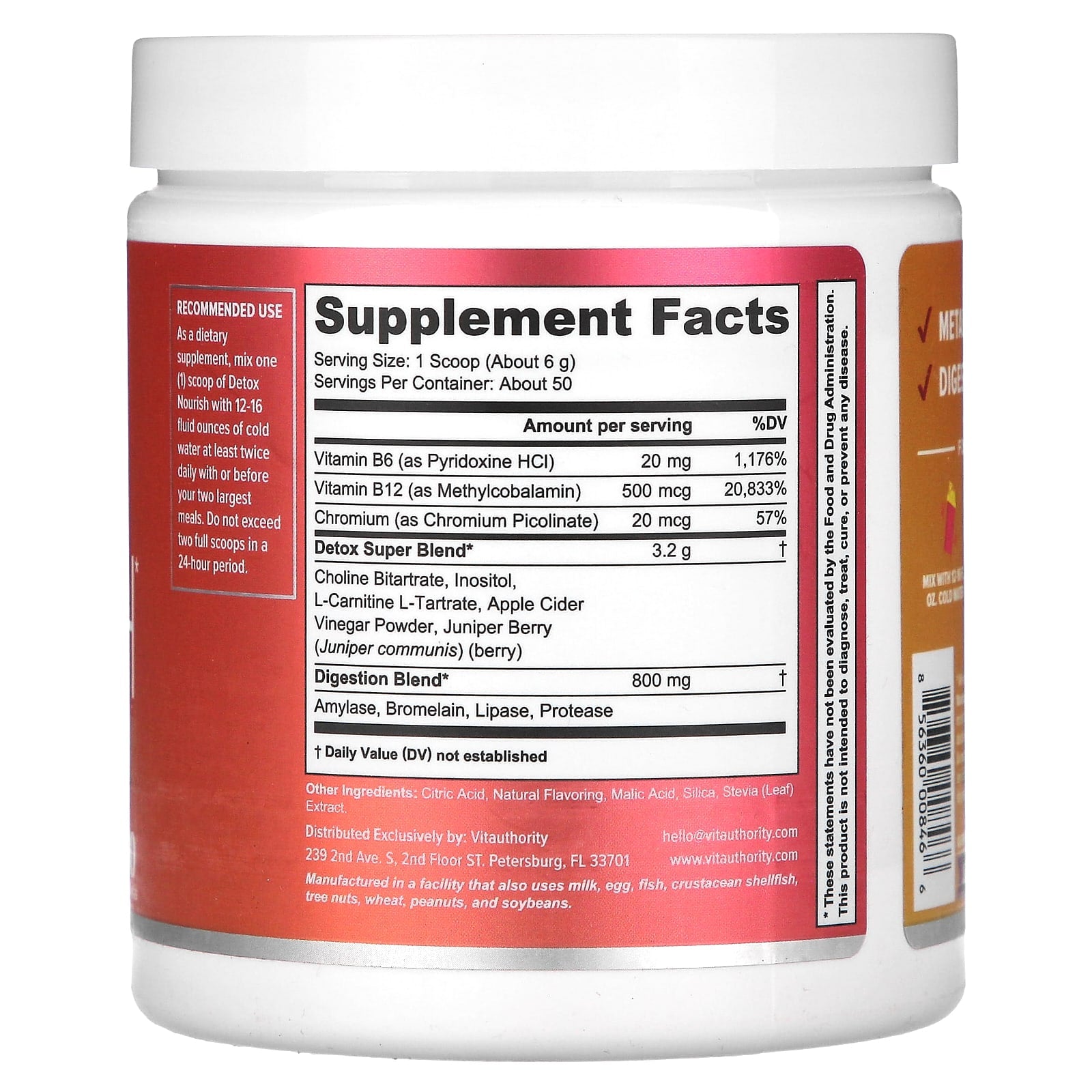 Vitauthority, Detox Nourish, Pink Lemonade, 10.9 oz (310 g) - Image 2